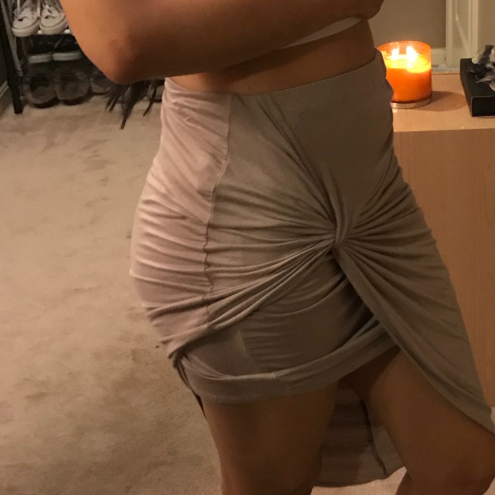 Tan Low High Knot Skirt